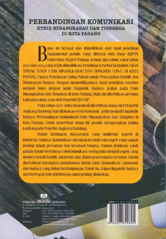 Cover Belakang Buku Perbandingan Komunikasi Etnis Minangkabau Dan Tionghoa Di Kota Padang