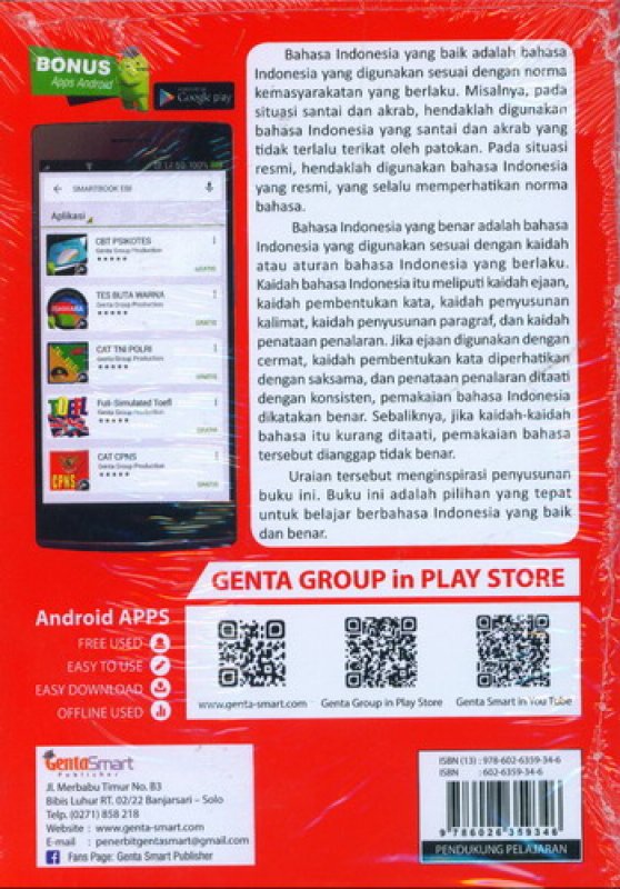 Cover Belakang Buku Smart Book Pedoman Umum EBI Ejaan Bahasa Indonesia