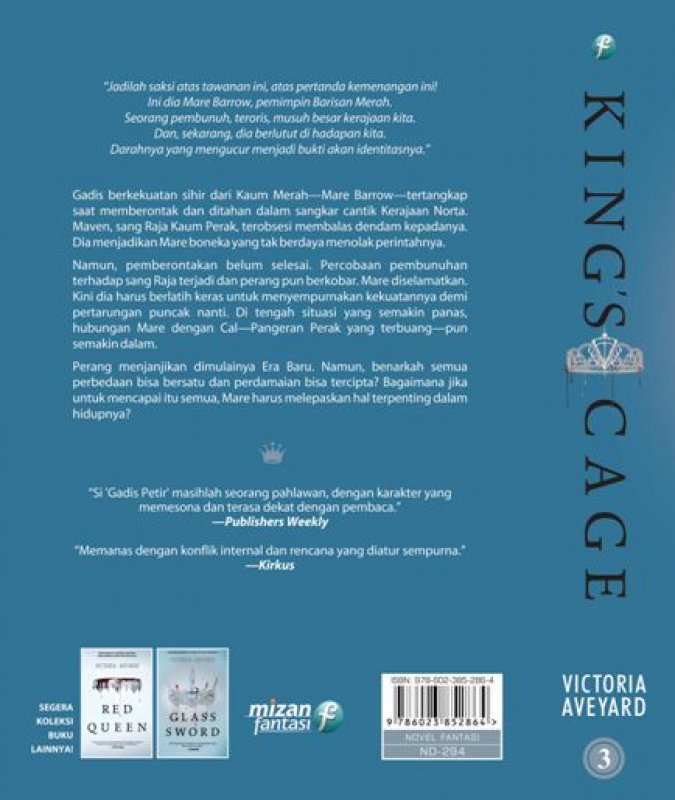 Cover Belakang Buku RED QUEEN SERIES #3 ; Kings Cage