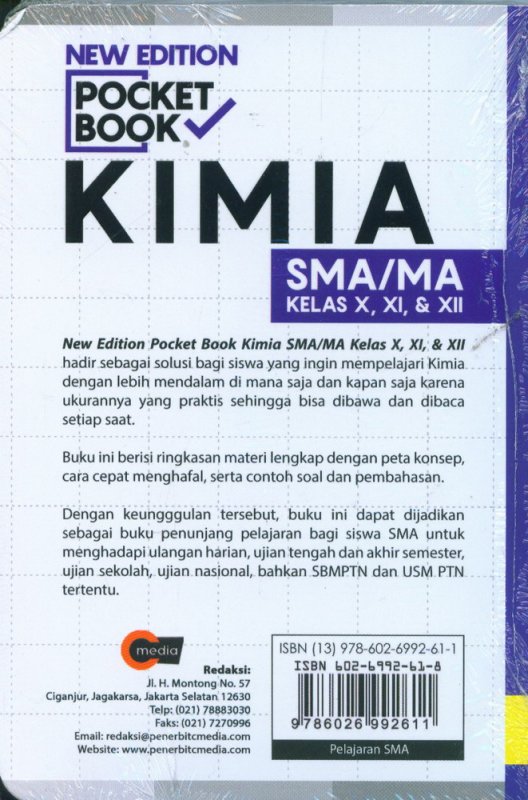Cover Belakang Buku NEW EDITION POCKET BOOK KIMIA SMA/MA KELAS X,XI,XII (Promo Best Book)
