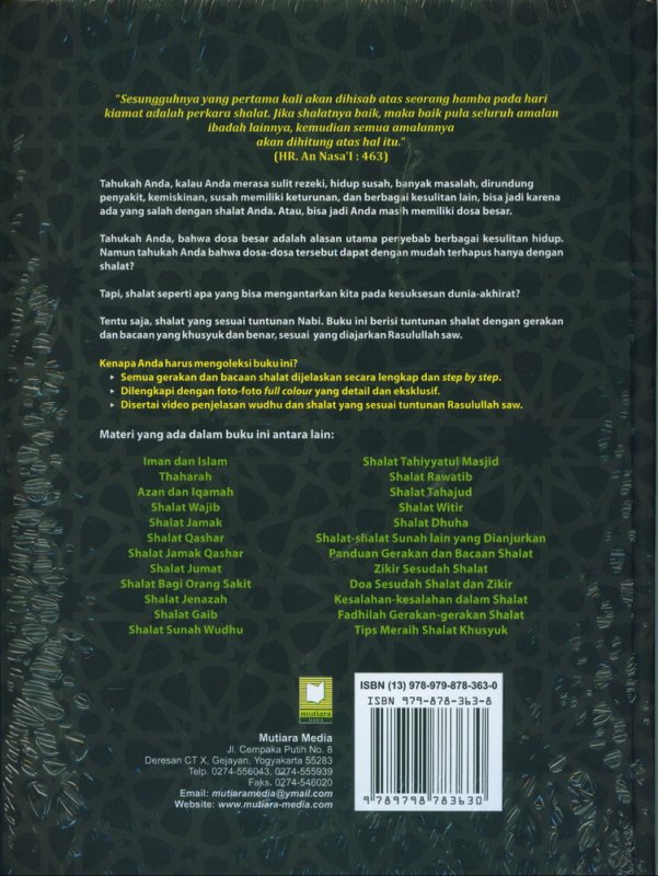 Cover Belakang Buku SHALATPEDIA Tuntunan Bacaan dan Gerakan Shalat yang Khusyuk dan Benar [Bonus CD]