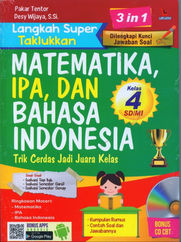 Cover Buku Langkah Super Taklukkan MATEMATIKA, IPA, dan BAHASA INDONESIA Kelas 4 SD/MI