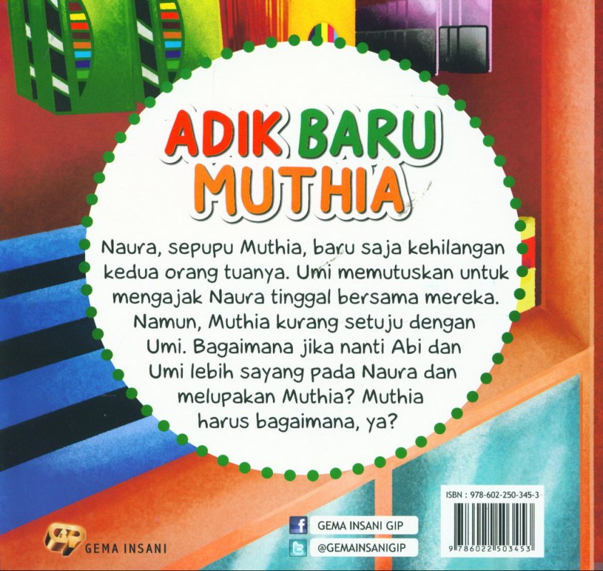 Cover Belakang Buku Aku Senang Berbagi: Adik Baru Muthia [full color]