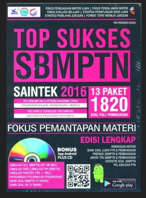 Cover Buku Top Sukses SBMPTN SAINTEK 2016 Fokus Pemantapan Materi Edisi Lengkap (BK)