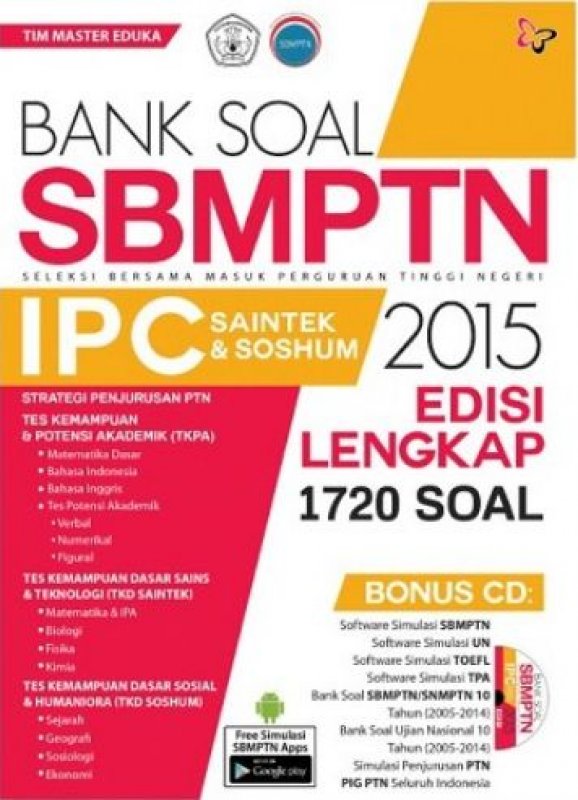Cover Buku Bank Soal SBMPTN 2015 SAINTEK & SOSHUM (IPC) Edisi Lengkap (BK)