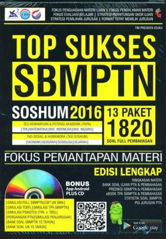 Cover Buku Top Sukses SBMPTN SOSHUM 2016 Fokus Pemantapan Materi Edisi Lengkap (BK)