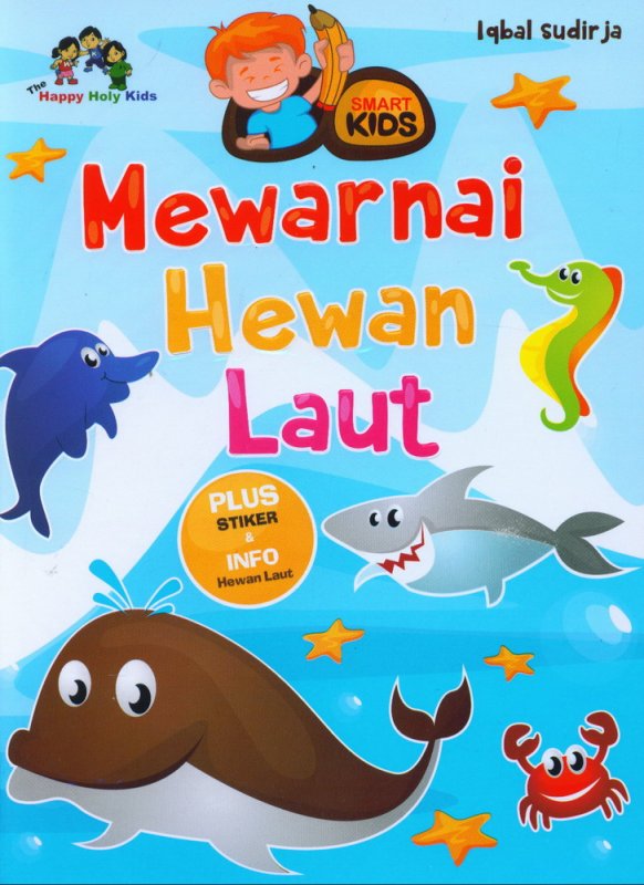Cover Buku Mewarnai Hewan Laut Plus Stiker