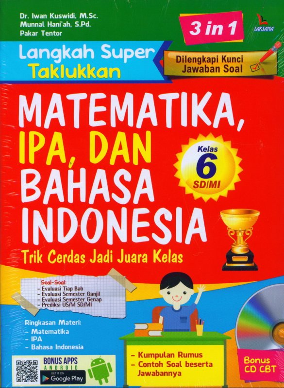 Cover Buku Langkah Super Taklukkan Matematika, IPA, dan Bahasa Indonesia Kelas 6 SD/MI [Bonus CD]