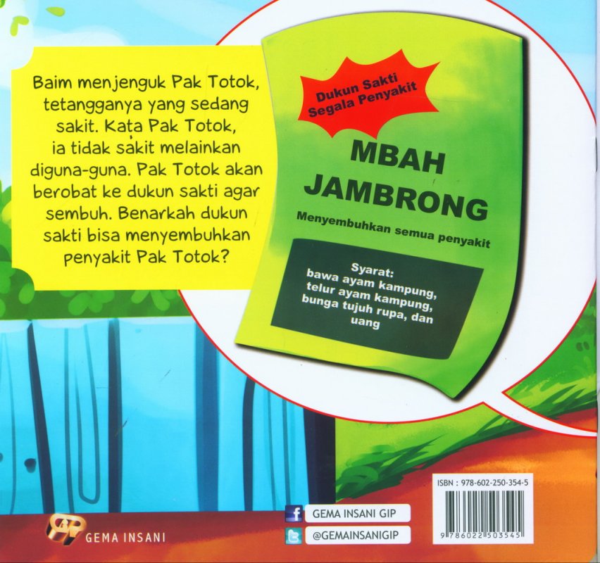Cover Belakang Buku Seri Tauhid for Kids: Larangan Mendatangi Dukun: Gara-Gara Dukun Sakti
