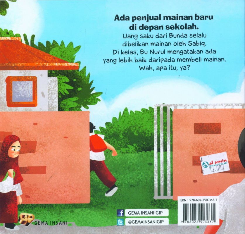 Cover Belakang Buku Seri Anak Saleh Didoakan Malaikat: Mainan Baru sabiq