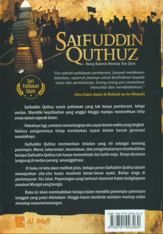 Cover Belakang Buku Saifuddin Quthuz : Sang Ksatria Perang Ain Jalut