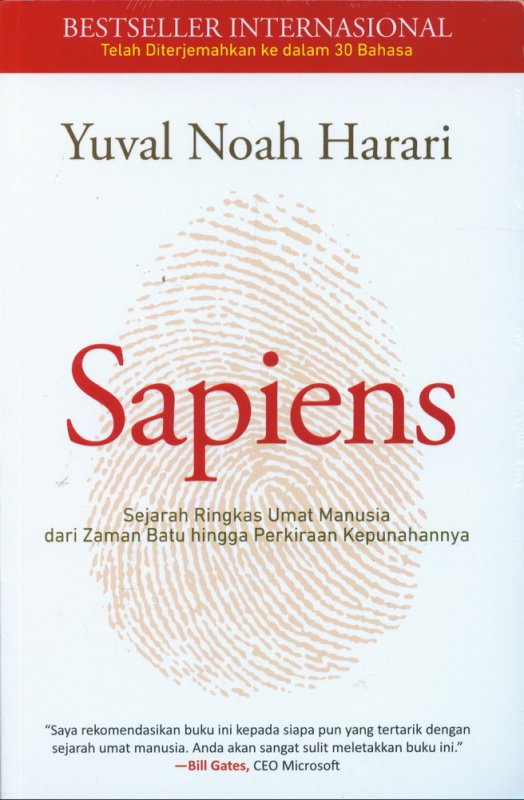 Cover Sapiens - Sejarah Ringkas Umat Manusia dari Zaman Batu hingga Perkiraan Kepunahannya