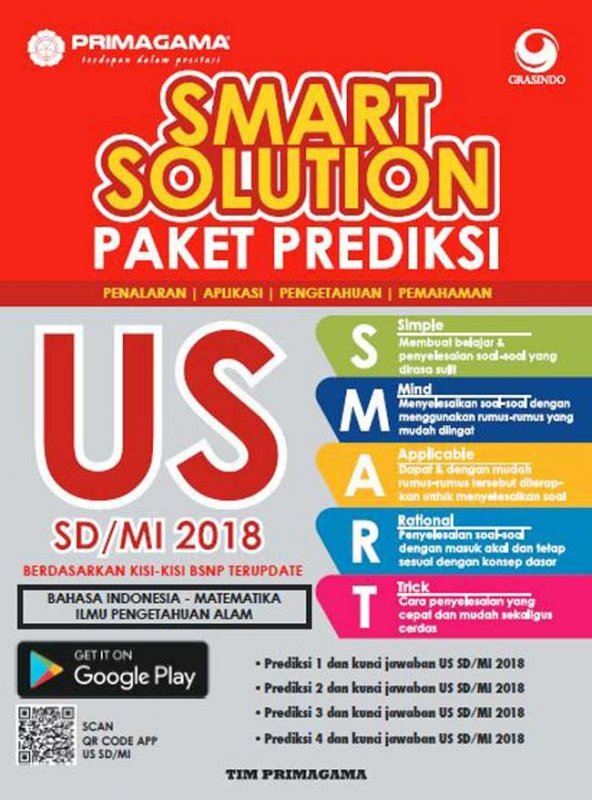 Cover Buku Primagama Smart Solution: Paket Prediksi US SD/MI 2018