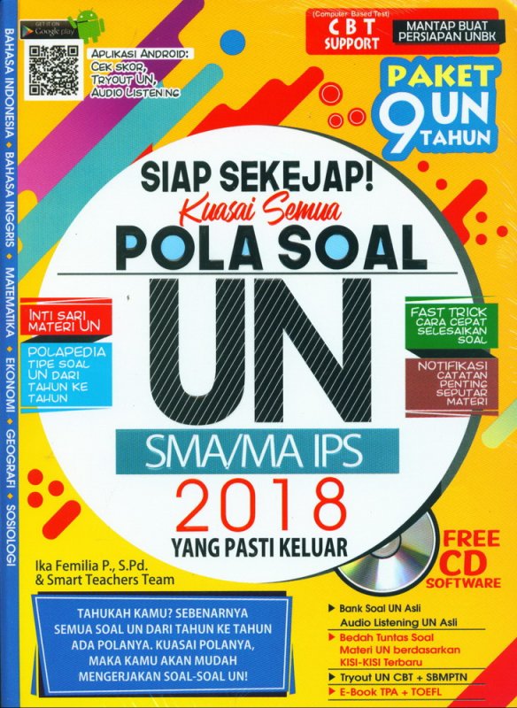 Cover Buku Siap Sekejap! Kuasai Semua Pola Soal UN SMA/MA IPS 2018 YANG PASTI KELUAR FREE CD SOFTWARE