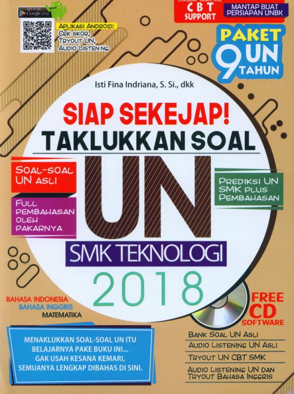 Cover Buku Siap Sekejap! Taklukkan Soal UN SMK TEKNOLOGI 2018 FREE CD