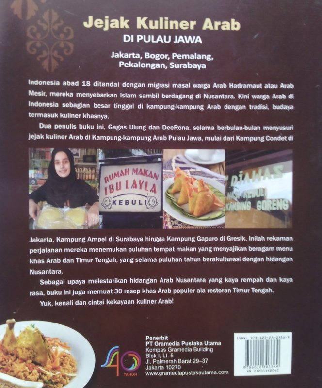 Cover Belakang Buku Jejak Kuliner Arab di Pulau Jawa