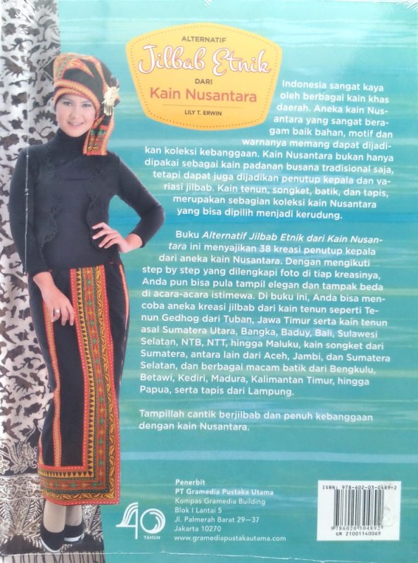 Cover Belakang Buku Alternatif Jilbab Etnik dari Kain Nusantara (Disc 50%)