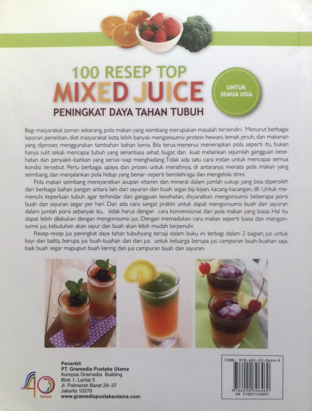 Cover Belakang Buku 100 Resep Top Mixed Juice Peningkat Daya Tahan Tubuh