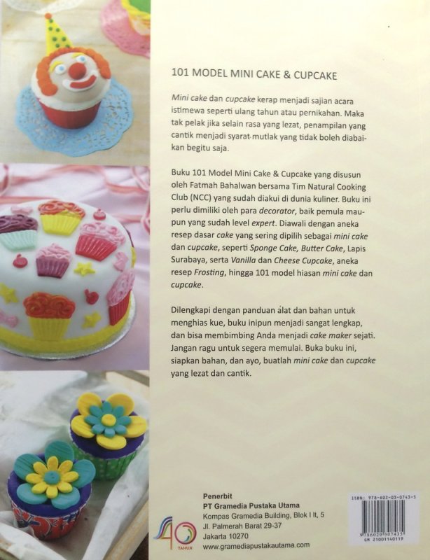 Cover Belakang Buku 101 Model Mini Cake & Cupcake (Disc 50%)