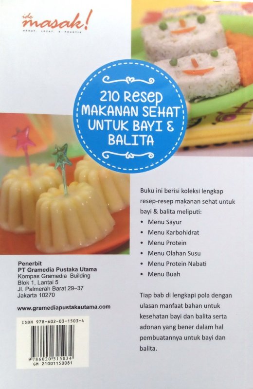 Cover Belakang Buku 210 Resep Makanan Sehat Untuk Bayi & Balita
