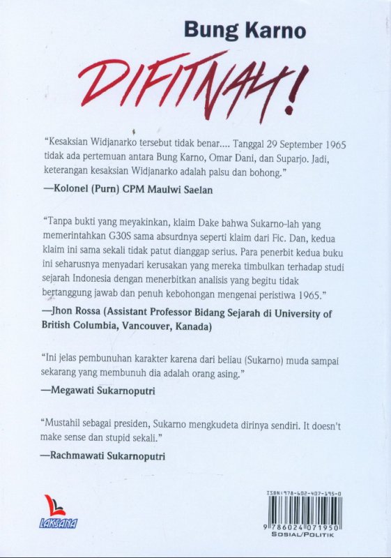 Cover Belakang Buku Bung Karno Di Fitnah New Edition