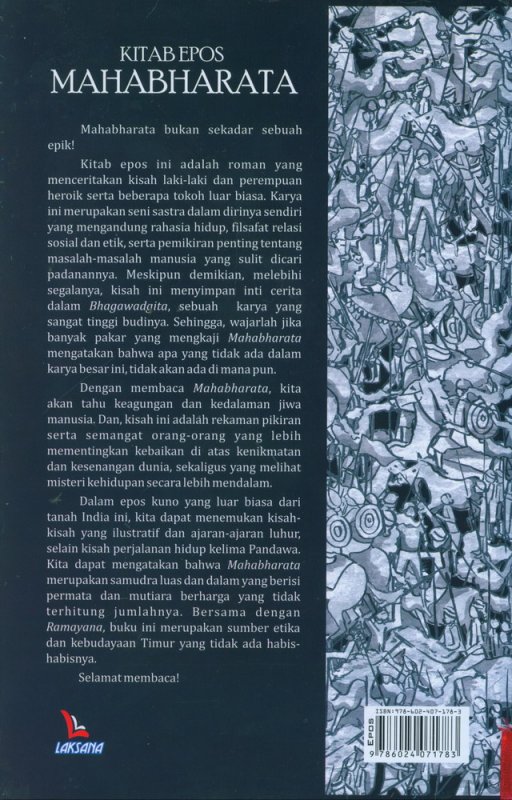 Cover Belakang Buku Kitab Epos MahaBharata Edisi Asli & Ekslusif