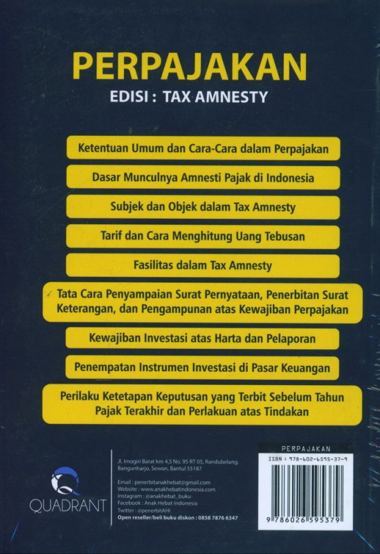 Cover Belakang Buku Perpajakan Edisi : Tax Amnesty