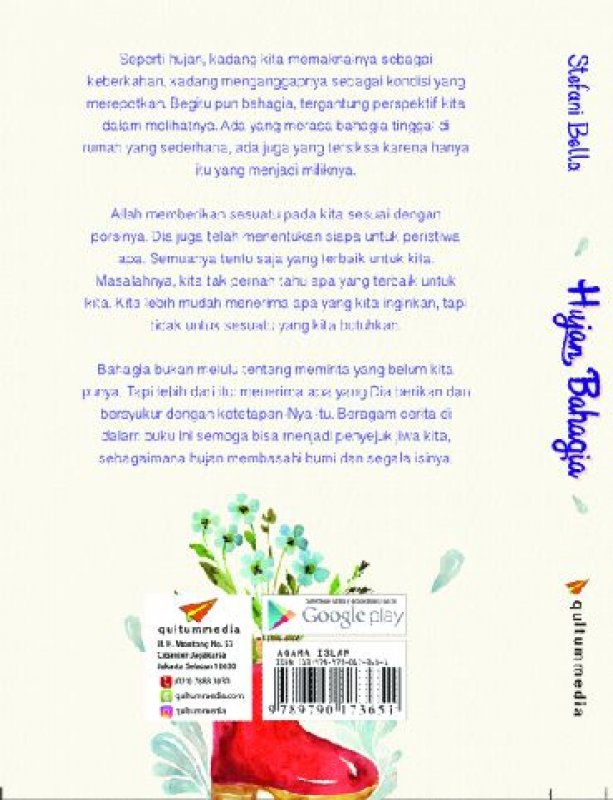 Cover Belakang Buku Hujan Bahagia [Edisi TTD + Bonus Ring-Holder Phone]