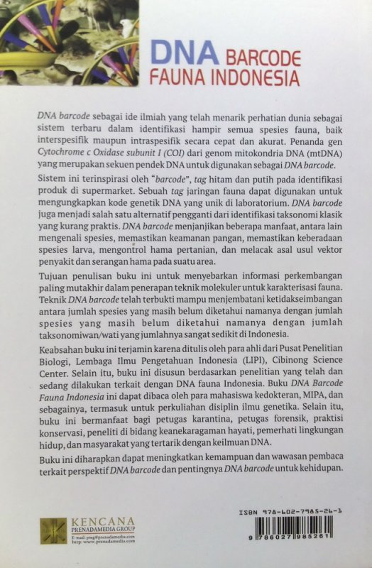 Cover Belakang Buku DNA Barcode Fauna Indonesia
