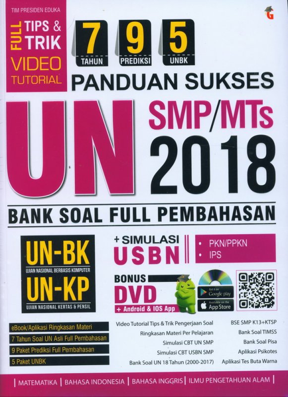 Cover Buku Panduan Sukses UN SMP/MTs 2018 BANK SOAL FULL PEMBAHASAN