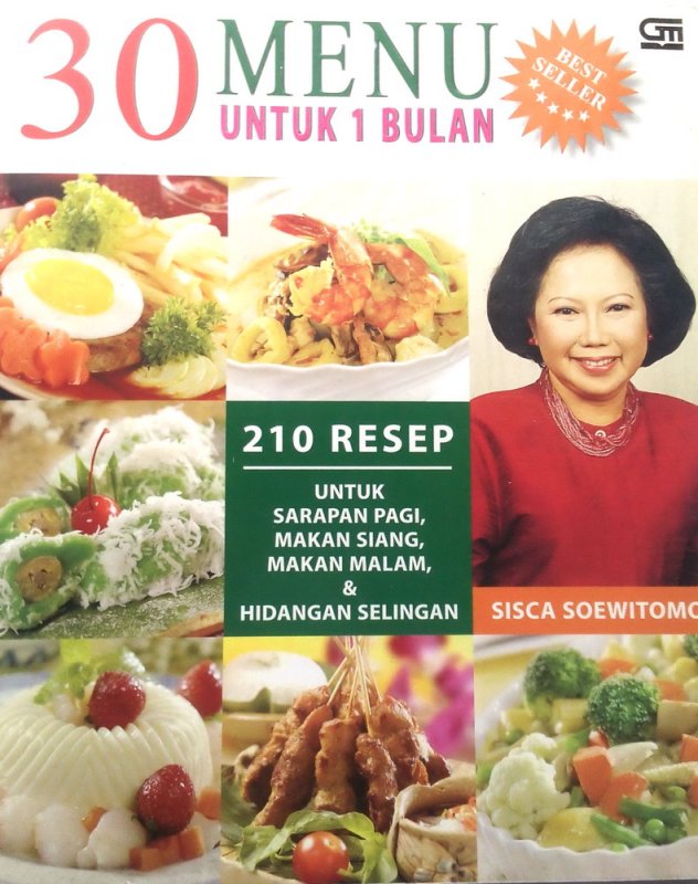 Cover Buku 30 Menu untuk 1 Bulan: 210 Resep Sarapan Pagi, Makan Siang, Makan Malam & Hidangan Selingan