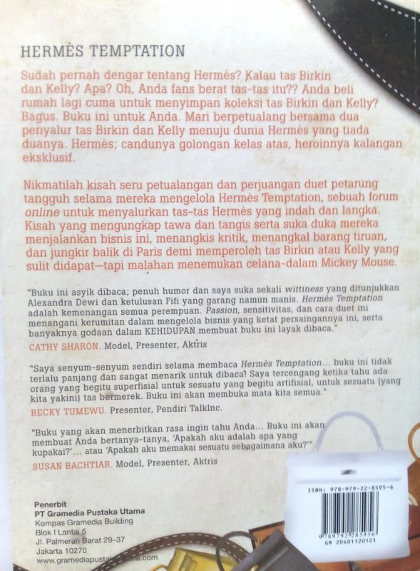 Cover Belakang Buku Hermes Temptatation Edisi Bahasa Indonesia
