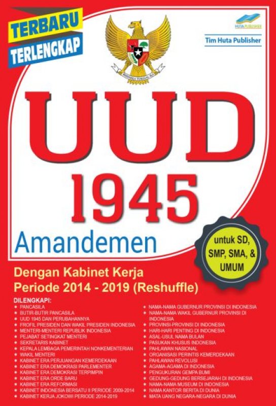 Cover Buku UUD 1945 AMANDEMEN Dengan kabinet kerja periode 2014-2019