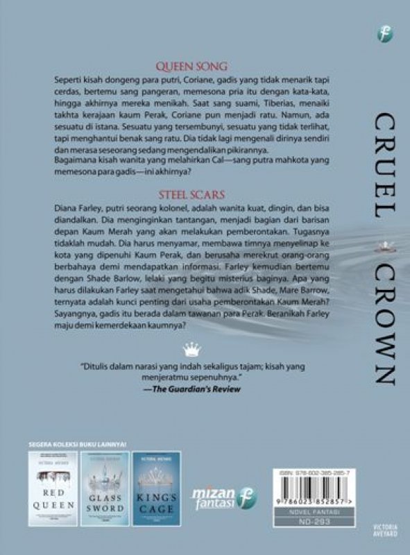 Cover Belakang Buku Red Queen Series : Cruel Crown [Queen Song & Steel Scars]