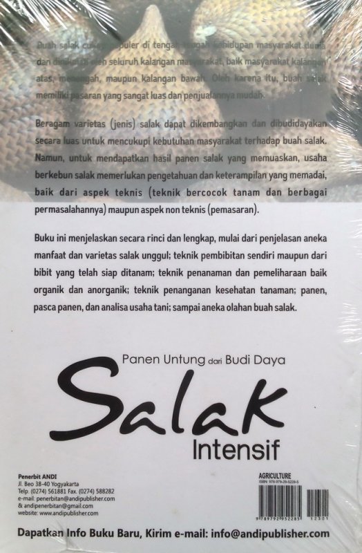 Cover Belakang Buku Panen Untung Dari Budi Daya Salak Intensif