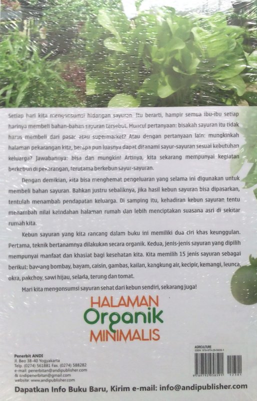 Cover Belakang Buku Organic Urban Farming Halaman Organik Minimalis