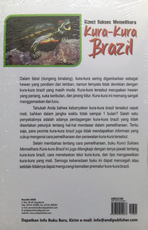 Cover Belakang Buku Kunci Sukses Memelihara Kura-kura Brazil (Disc 50%)
