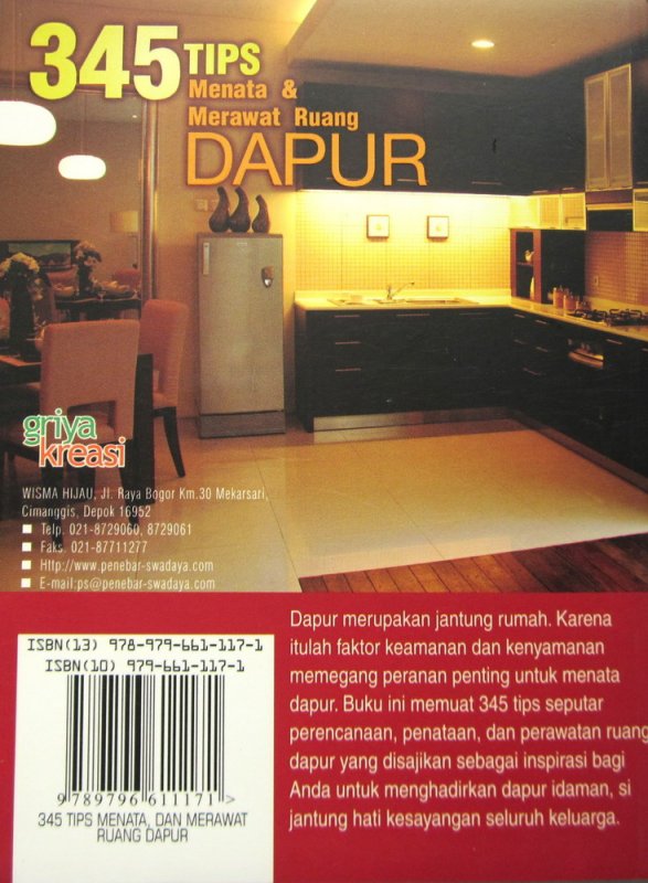 Cover Belakang Buku 345 Tips Menata & Merawat Dapur