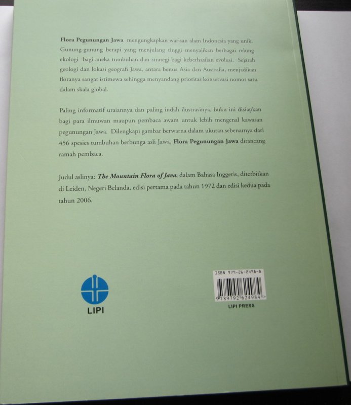 Cover Belakang Buku Flora Pegunungan Jawa (full color)