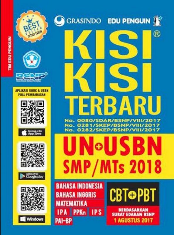 Cover Buku Kisi-Kisi Terbaru UN+USBN SMP/MTs 2018
