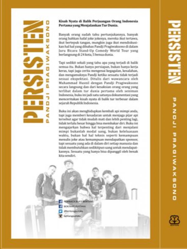 Cover Belakang Buku Persisten: Kisah Nyata di Balik Perjuangan Orang Indonesia Pertama yang Menjalankan Tur Dunia