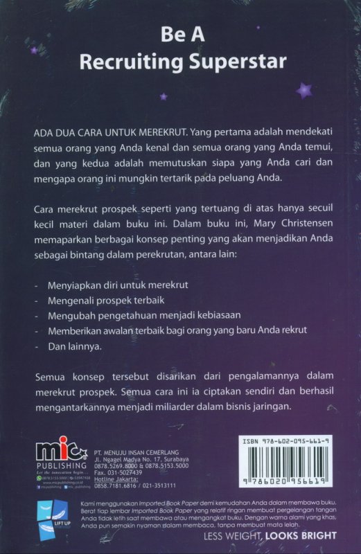 Cover Belakang Buku Be A Recruting Superstar: Jadilah Bintang Dalam Perekrutan