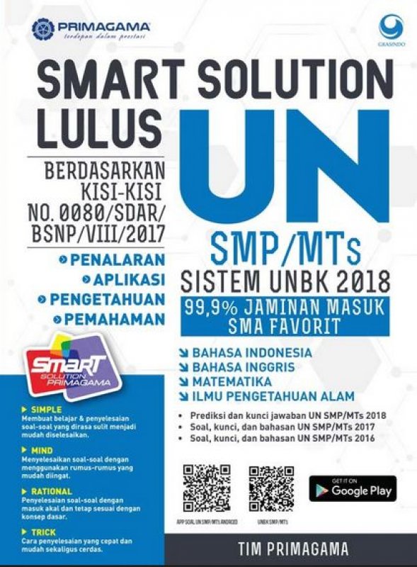 Cover Buku Primagama Smart Solution Lulus UN SMP/MTS 2018