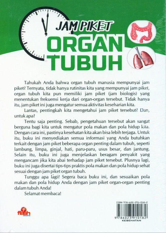Cover Belakang Buku Jam Piket Organ Tubuh (Pola Hidup Sehat Berdasarkan Jadwal Kerja Organ Tubuh)