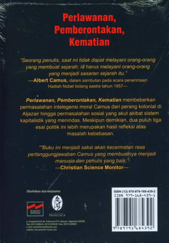 Cover Belakang Buku Perlawanan, Pemberontakan, Kematian