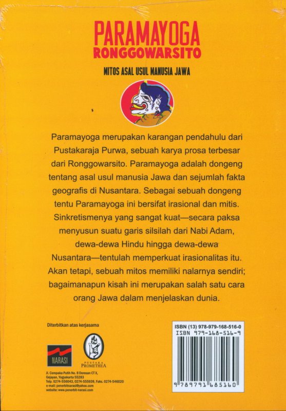Cover Belakang Buku Paramayoga Ronggowarsito - Mitos Asal Usul Manusia Jawa