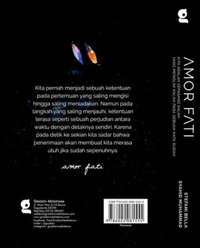 Cover Belakang Buku AMOR FATI [Edisi TTD + Bonus: CD Lagu saKA & LAra]