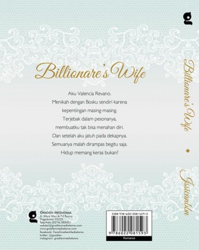 Cover Belakang Buku Billionare s Wife [Edisi TTD + Bonus:Kabel data]