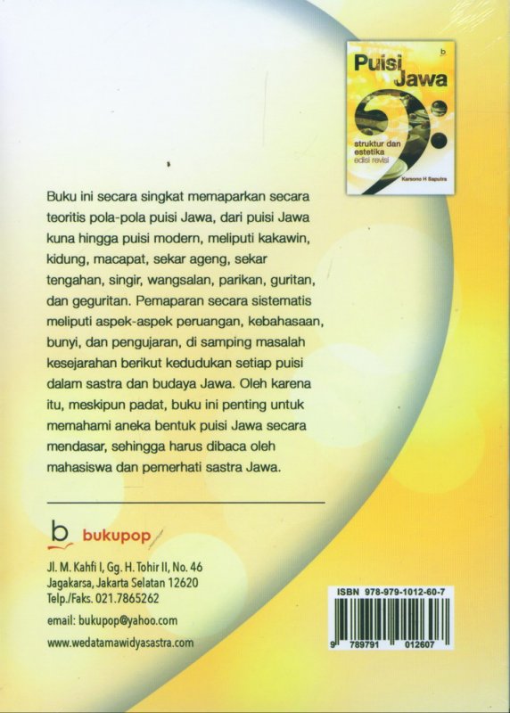 Cover Belakang Buku Puisi Jawa Struktur dan Estetika Edisi Revisi