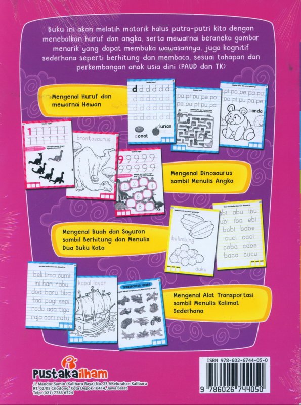 Cover Belakang Buku Games Book & Copy Coloring Sambil Menulis Huruf dan Angka